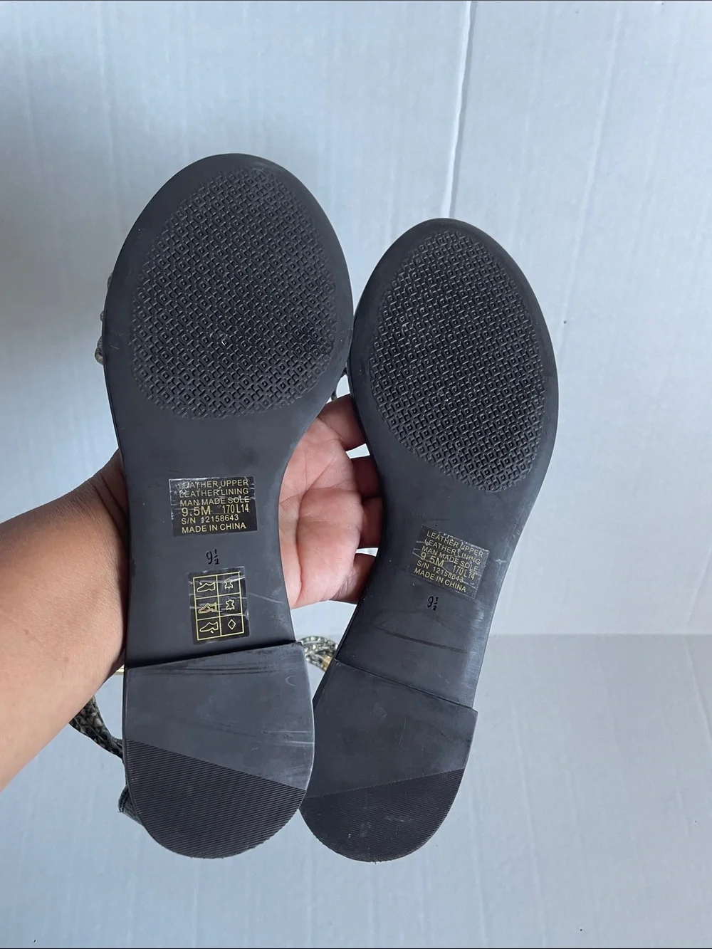 Tory Burch Gold and Snake-Print Ankle Wrap Ladies Sandals Size 9.5